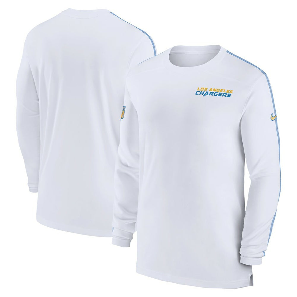Los Angeles Chargers Sideline Coach UV Performance Long Sleeve T-Shirt - White T-shirts