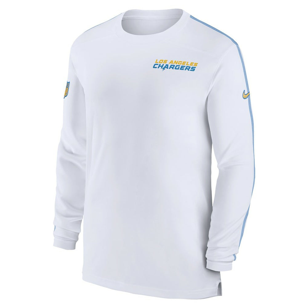 Los Angeles Chargers Sideline Coach UV Performance Long Sleeve T-Shirt - White T-shirts