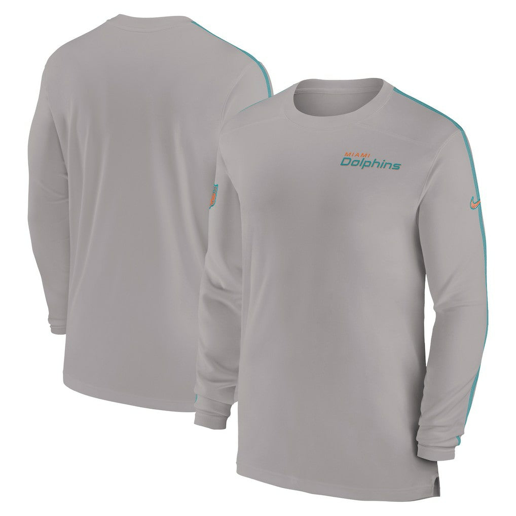 Miami Dolphins Sideline Coach UV Performance Long Sleeve T-Shirt - Gray T-shirts