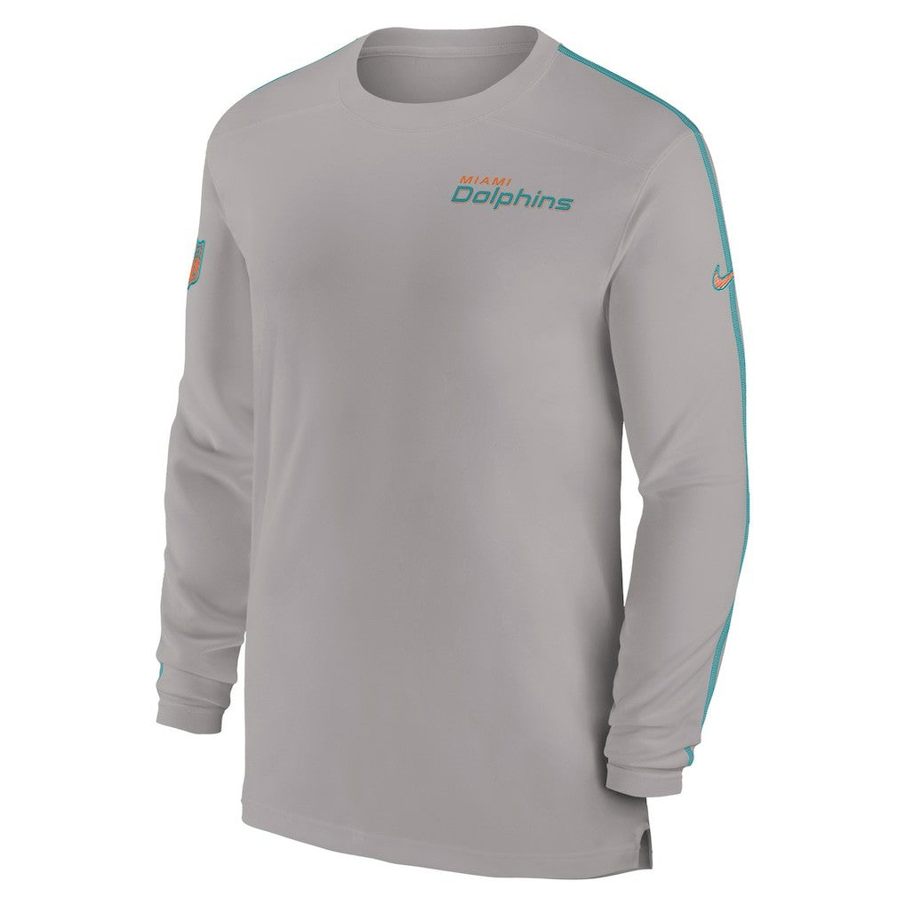 Miami Dolphins Sideline Coach UV Performance Long Sleeve T-Shirt - Gray T-shirts