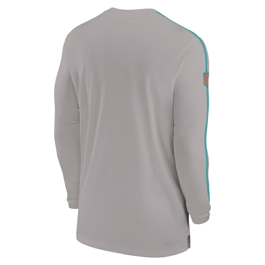 Miami Dolphins Sideline Coach UV Performance Long Sleeve T-Shirt - Gray T-shirts
