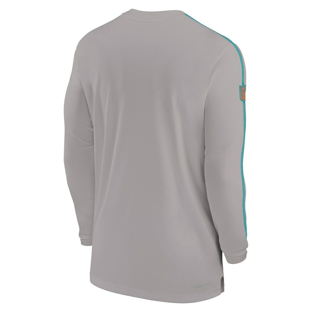 Miami Dolphins Sideline Coach UV Performance Long Sleeve T-Shirt - Gray T-shirts