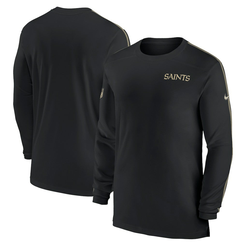New Orleans Saints Sideline Coach UV Performance Long Sleeve T-Shirt - Black T-shirts