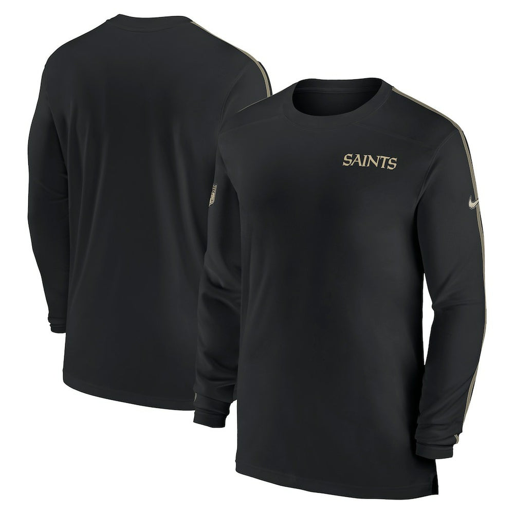 New Orleans Saints Sideline Coach UV Performance Long Sleeve T-Shirt - Black T-shirts