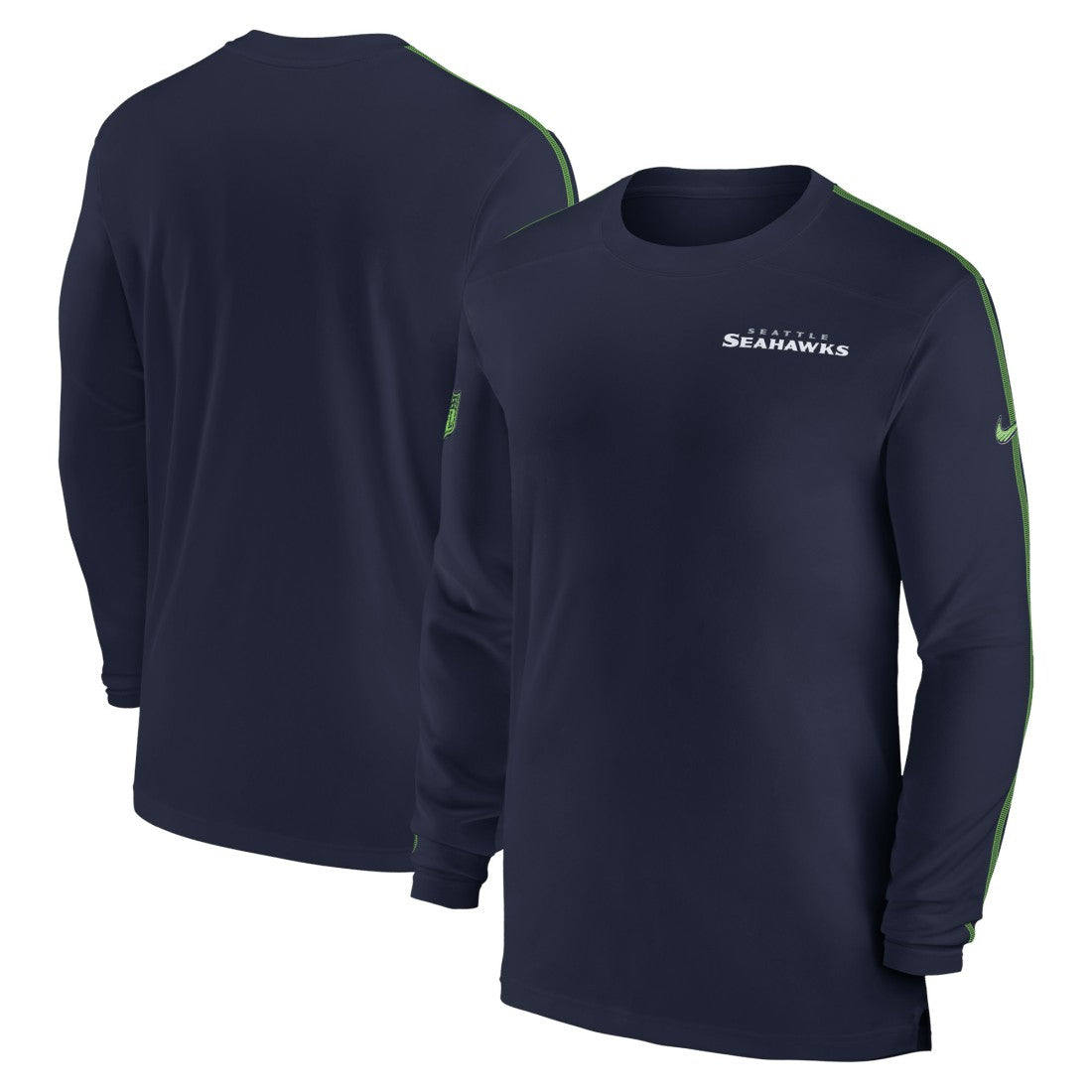 Seattle Seahawks Sideline Coach UV Performance Long Sleeve T-Shirt - College Navy T-shirts