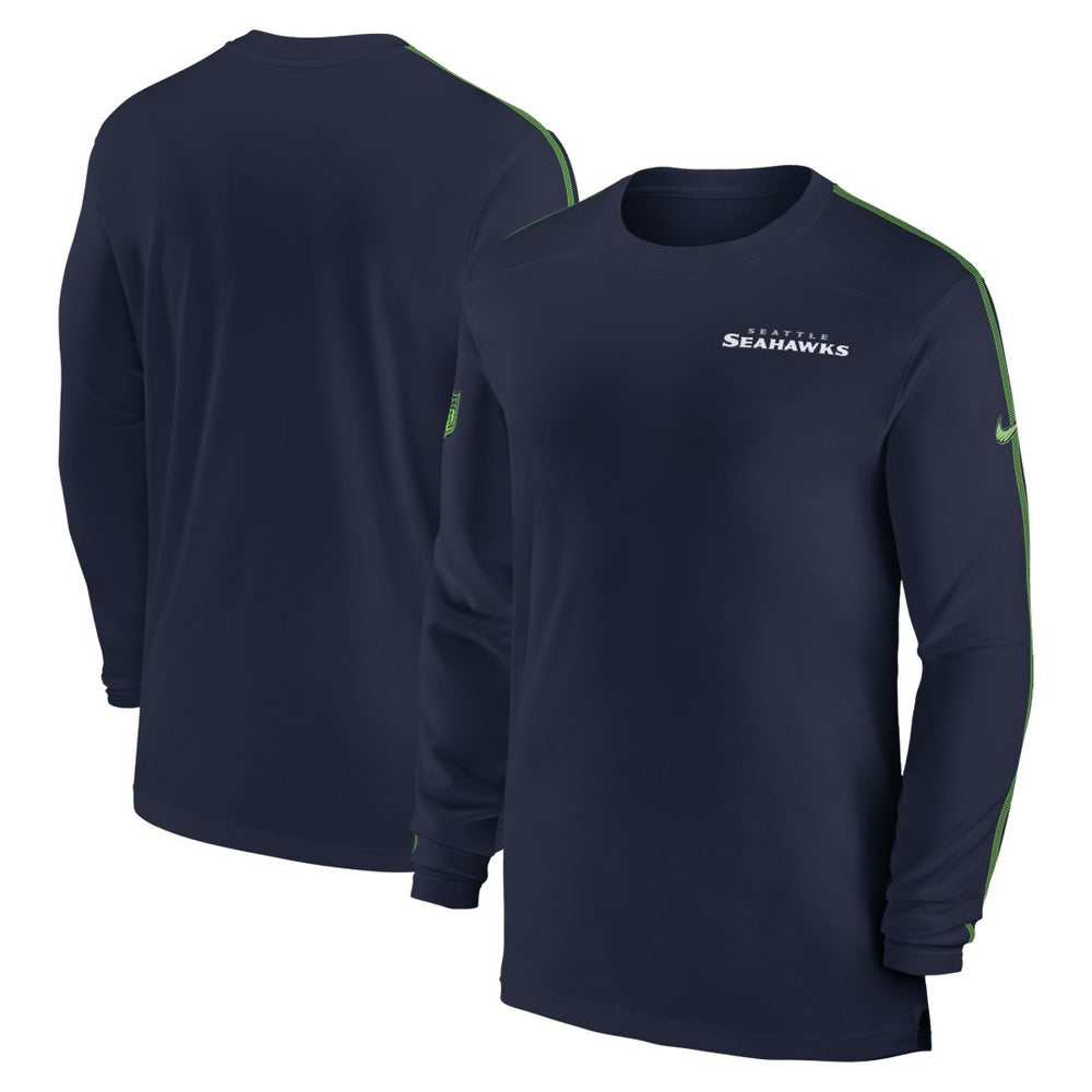 Seattle Seahawks Sideline Coach UV Performance Long Sleeve T-Shirt - College Navy T-shirts