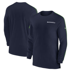 Seattle Seahawks Sideline Coach UV Performance Long Sleeve T-Shirt - College Navy T-shirts
