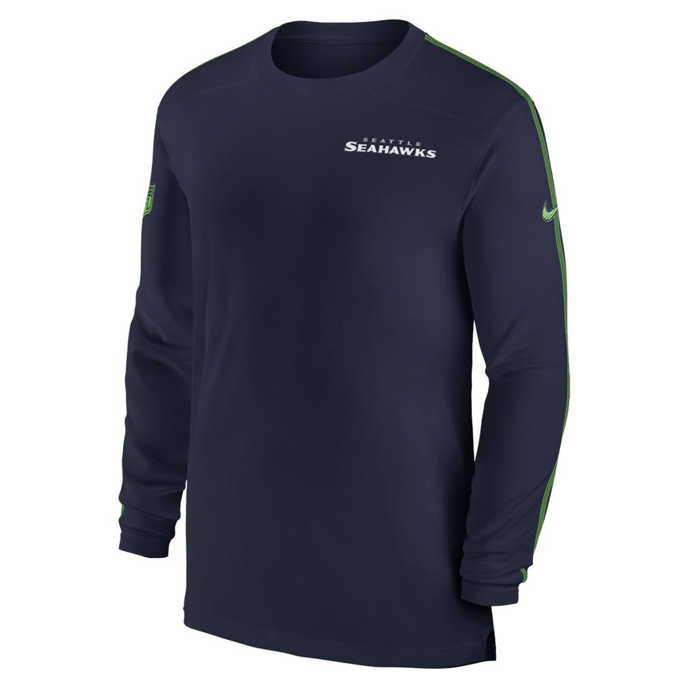 Seattle Seahawks Sideline Coach UV Performance Long Sleeve T-Shirt - College Navy T-shirts
