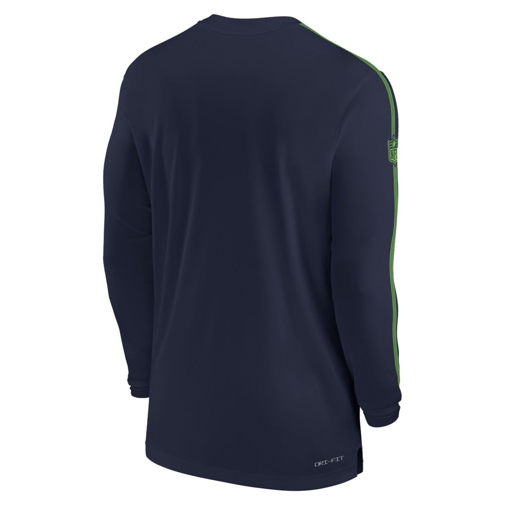 Seattle Seahawks Sideline Coach UV Performance Long Sleeve T-Shirt - College Navy T-shirts