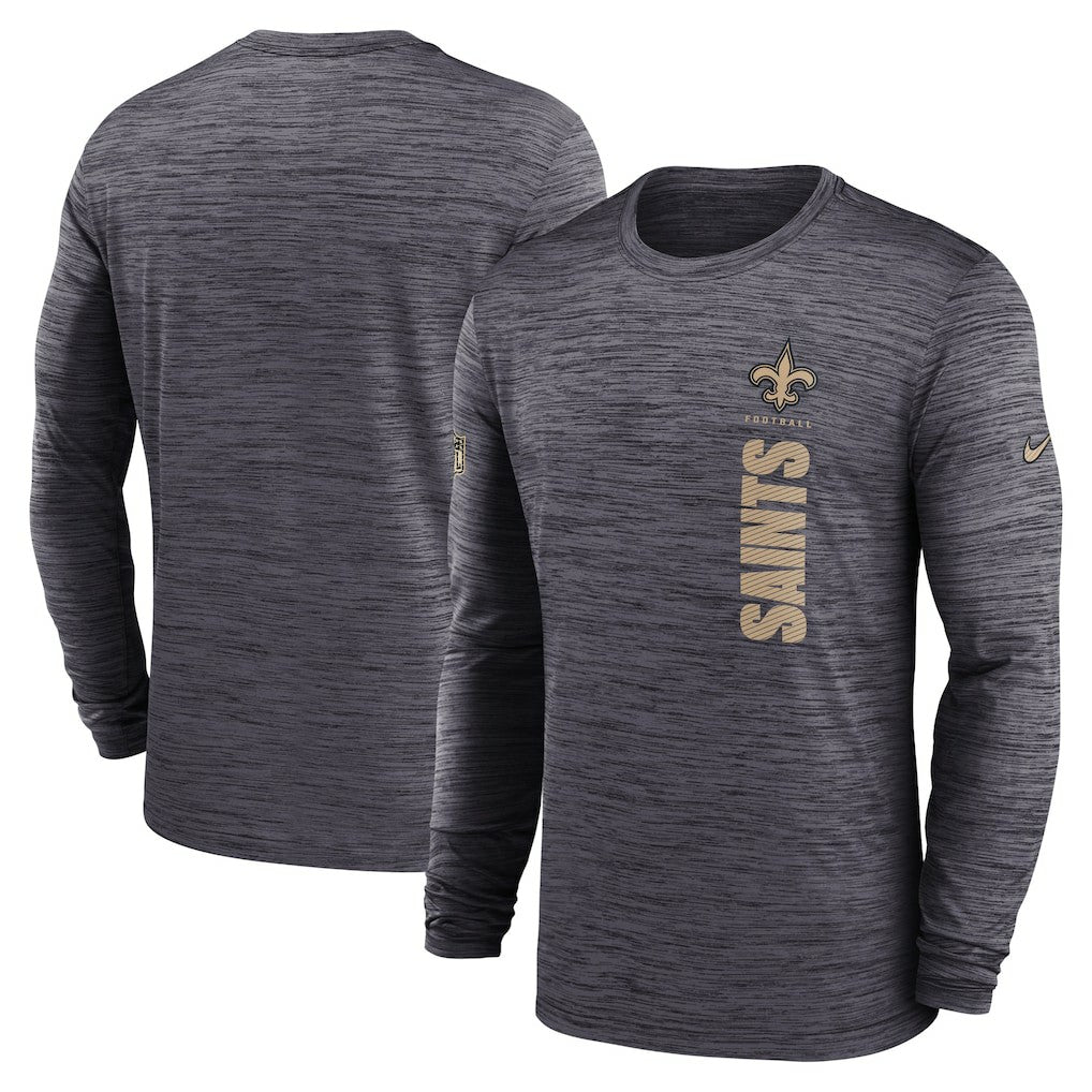 New Orleans Saints Sideline Velocity Dri-FIT Long Sleeve T-Shirt - Black T-shirts