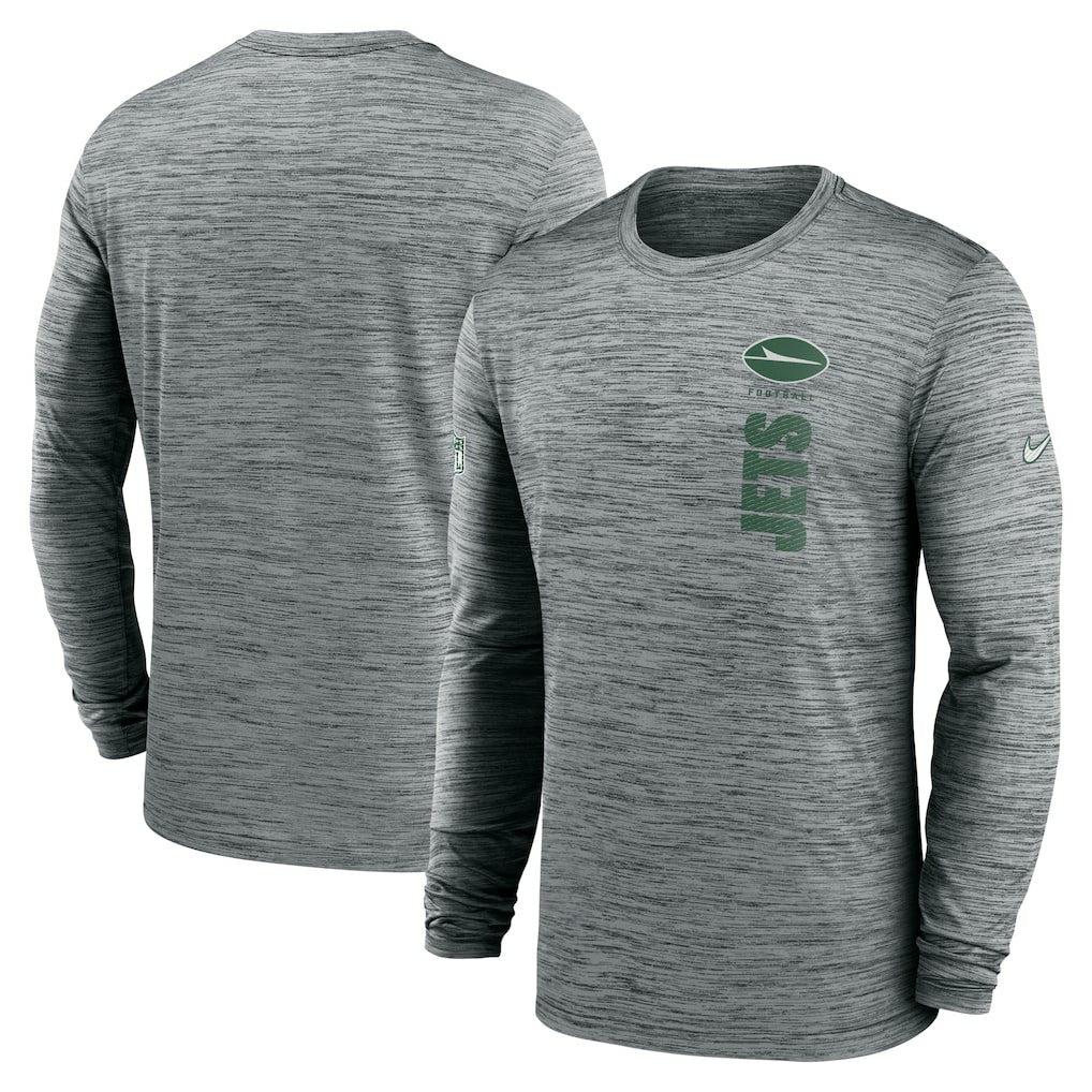 New York Jets Sideline Velocity Dri-FIT Long Sleeve T-Shirt - Gray T-shirts