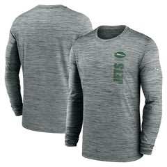 New York Jets Sideline Velocity Dri-FIT Long Sleeve T-Shirt - Gray T-shirts