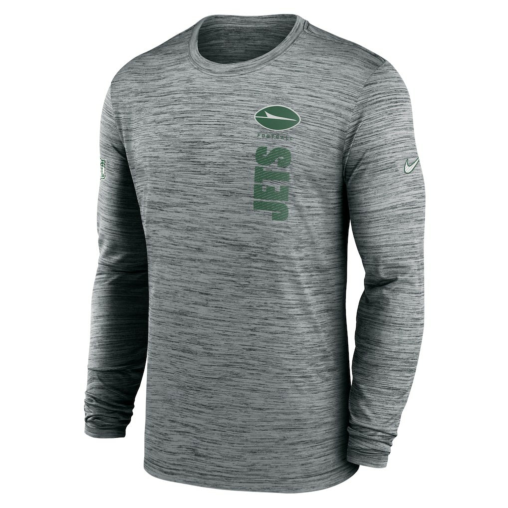 New York Jets Sideline Velocity Dri-FIT Long Sleeve T-Shirt - Gray T-shirts