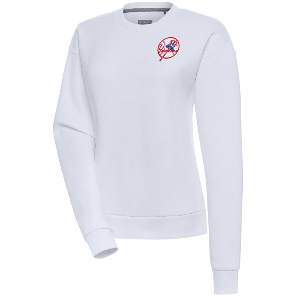 New York Yankees Antigua Women's Cooperstown Victory Crewneck Pullover Sweatshirt - White Pullover