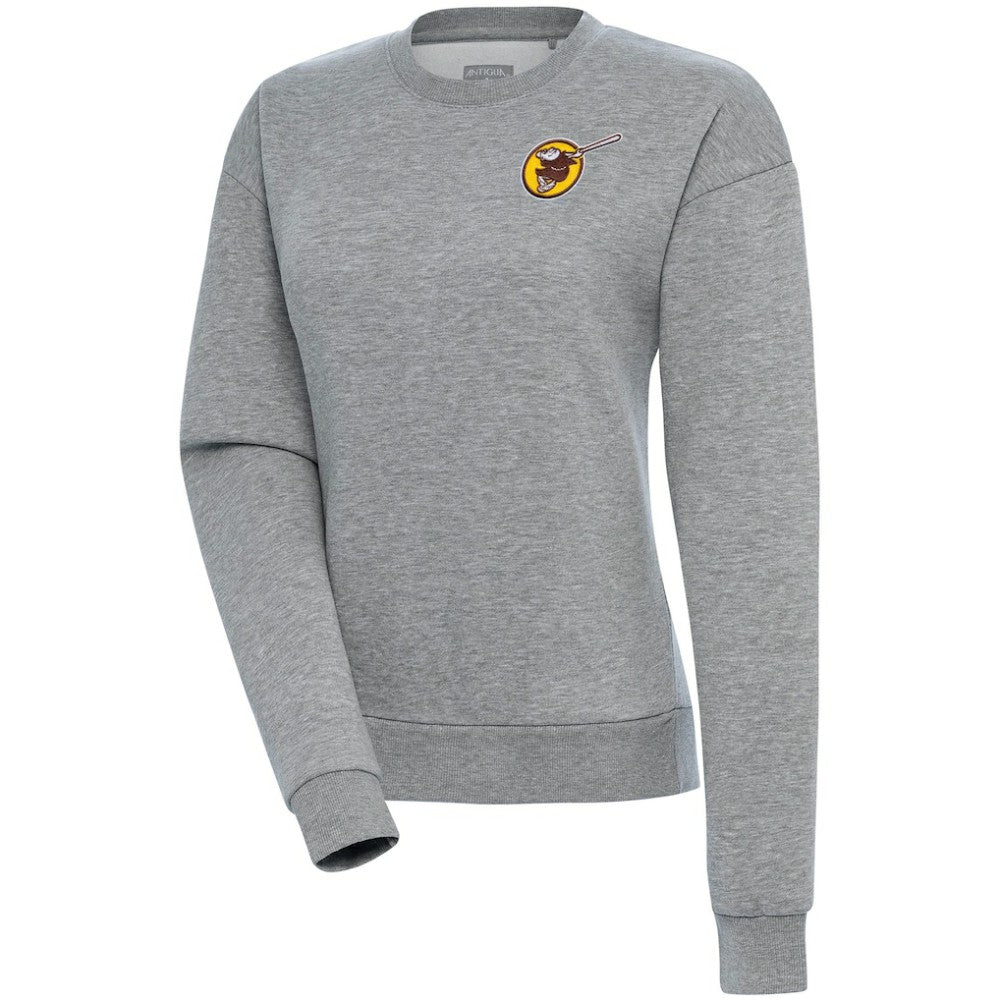 San Diego Padres Antigua Women's Cooperstown Victory Crewneck Pullover Sweatshirt - Heather Gray Pullover