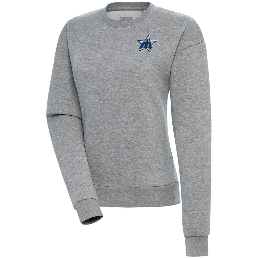 Seattle Mariners Antigua Women's Cooperstown Victory Crewneck Pullover Sweatshirt - Heather Gray Pullover