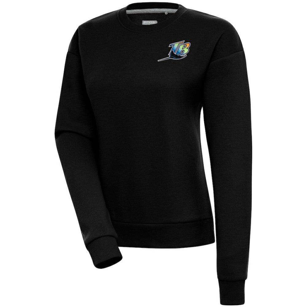 Tampa Bay Rays Antigua Women's Cooperstown Victory Crewneck Pullover Sweatshirt - Black Pullover
