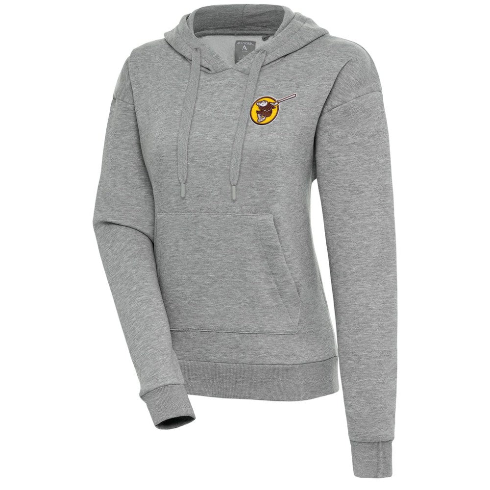 San Diego Padres Antigua Women's Cooperstown Victory Pullover Hoodie - Heather Gray Hoodies