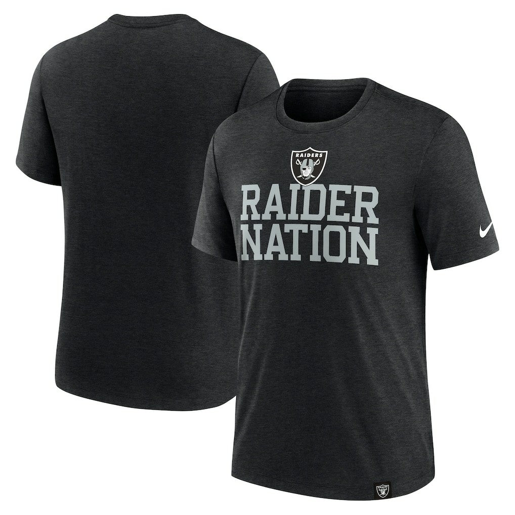 Las Vegas Raiders Blitz Tri-Blend T-Shirt - Heather Black T-shirts