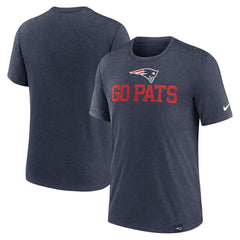 New England Patriots Blitz Tri-Blend T-Shirt - Heather Navy T-shirts