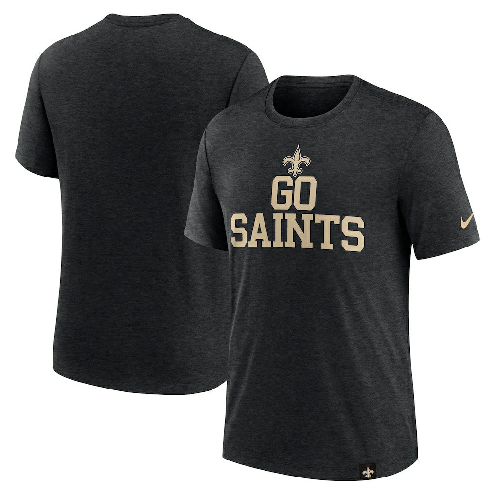 New Orleans Saints Blitz Tri-Blend T-Shirt - Heather Black T-shirts