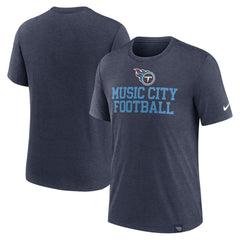 Tennessee Titans Blitz Tri-Blend T-Shirt - Heather Navy T-shirts