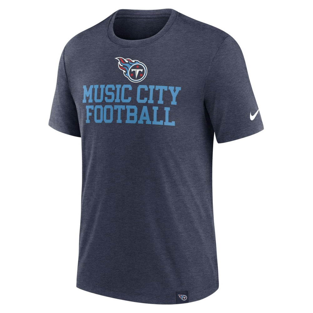 Tennessee Titans Blitz Tri-Blend T-Shirt - Heather Navy T-shirts