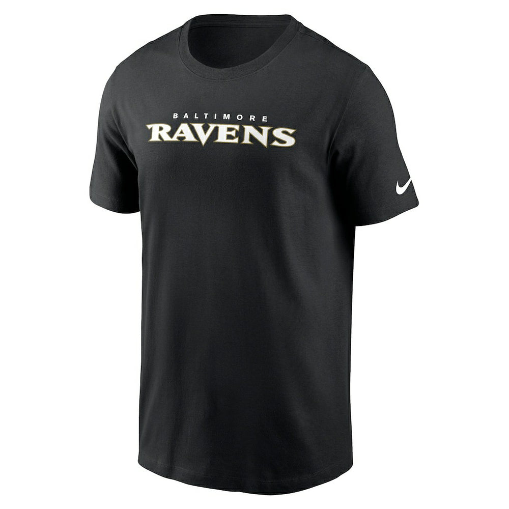Baltimore Ravens Primetime Wordmark Essential T-Shirt - Black T-shirts