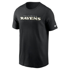 Baltimore Ravens Primetime Wordmark Essential T-Shirt - Black T-shirts