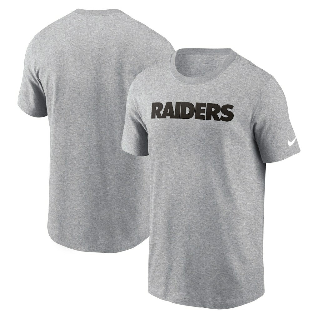 Las Vegas Raiders Primetime Wordmark Essential T-Shirt - Heather Gray T-shirts