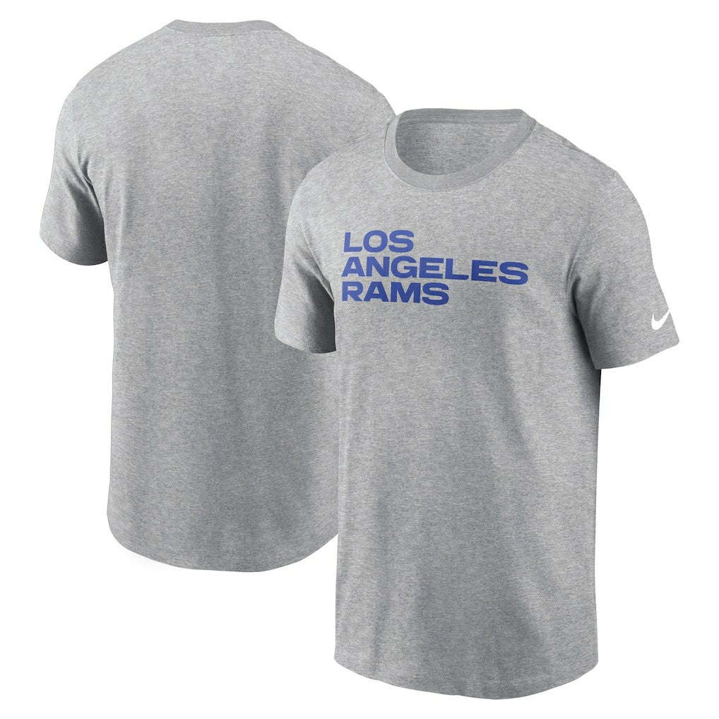 Los Angeles Rams Primetime Wordmark Essential T-Shirt - Heather Gray T-shirts