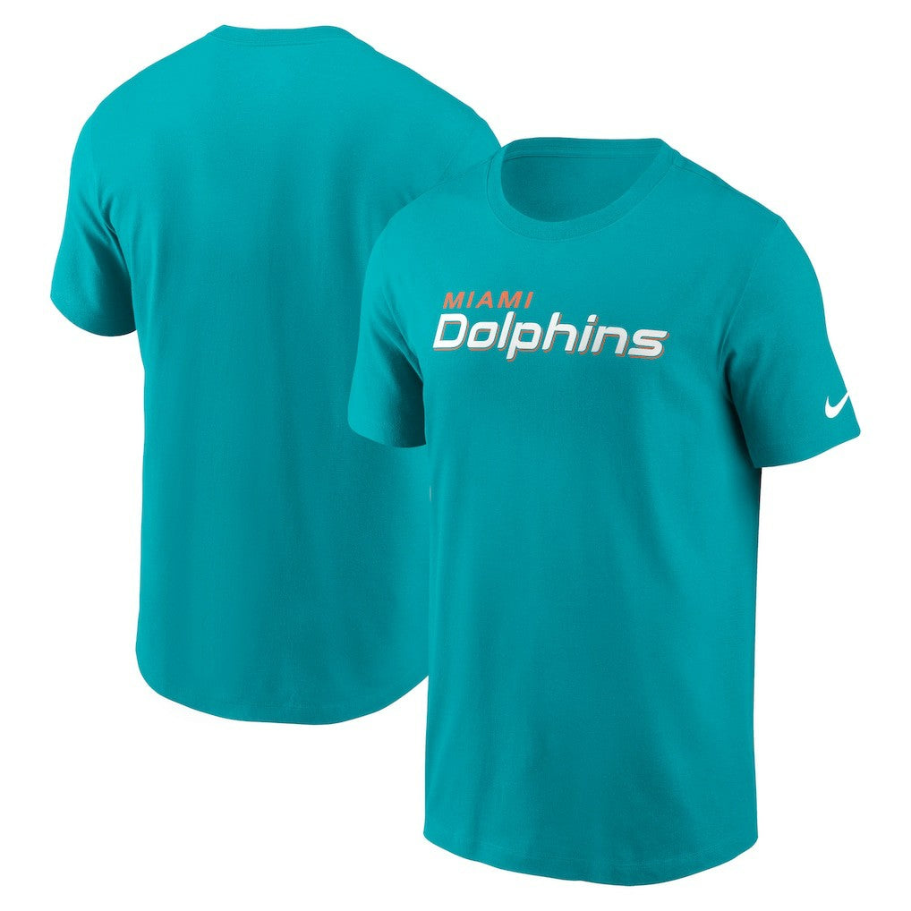 Miami Dolphins Primetime Wordmark Essential T-Shirt - Aqua T-shirts