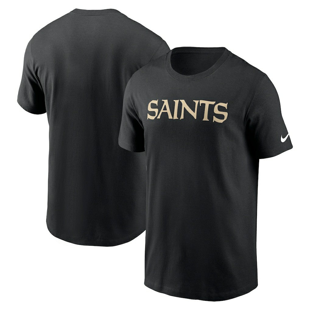 New Orleans Saints Primetime Wordmark Essential T-Shirt - Black T-shirts