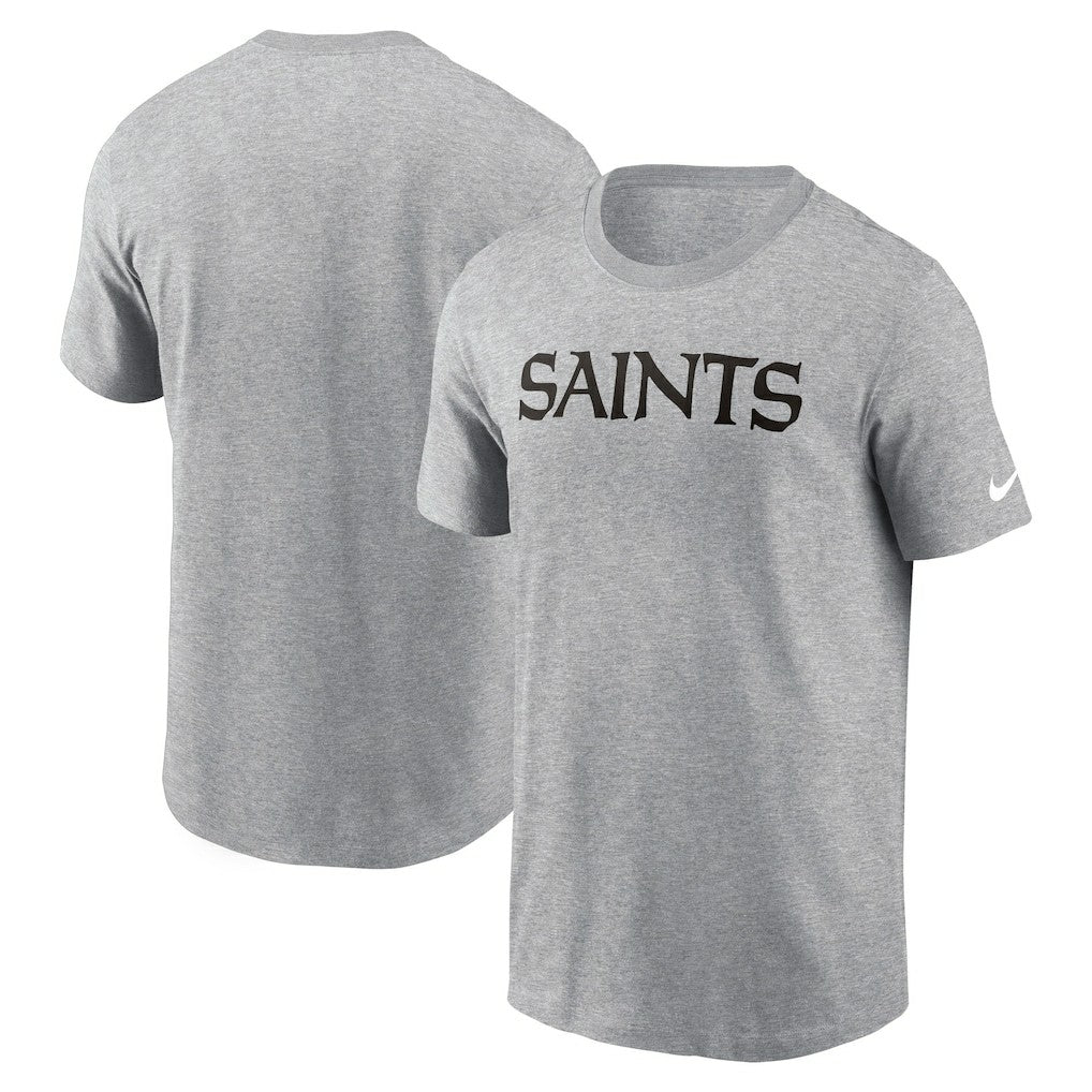 New Orleans Saints Primetime Wordmark Essential T-Shirt - Heather Gray T-shirts