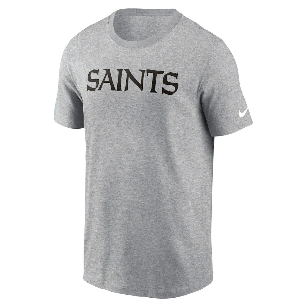 New Orleans Saints Primetime Wordmark Essential T-Shirt - Heather Gray T-shirts