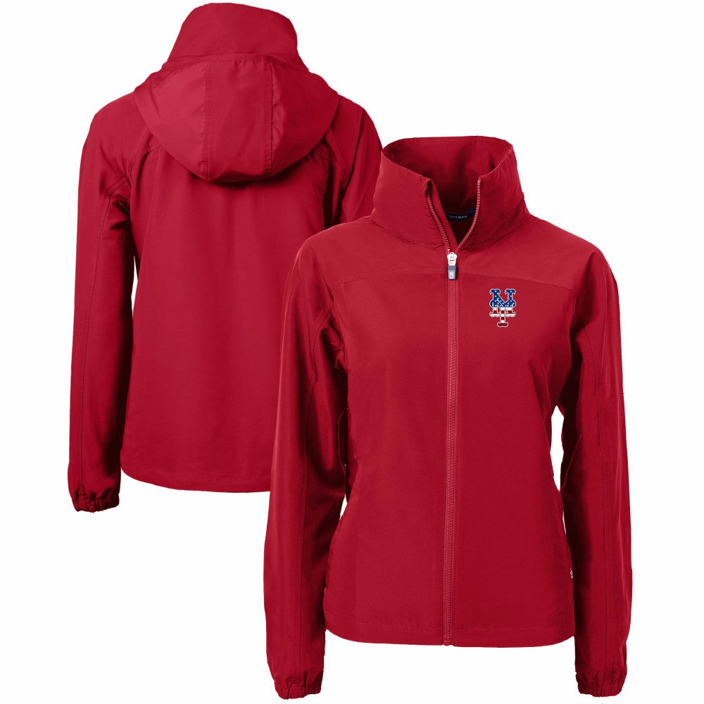 New York Mets Cutter & Buck Women's Charter Eco Recycled Full-Zip Jacket - Red Jackets