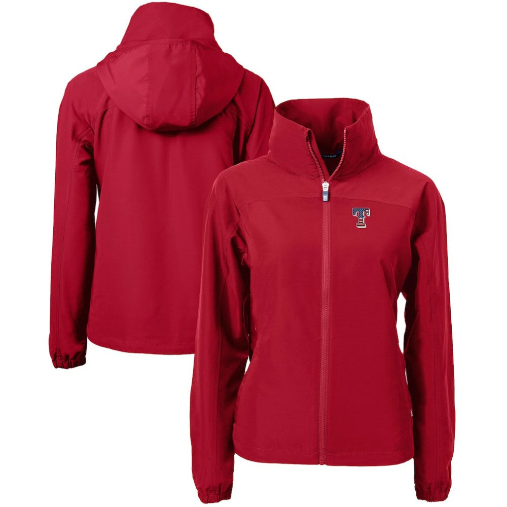 Texas Rangers Cutter & Buck Women's Charter Eco Recycled Full-Zip Jacket - Red Jackets