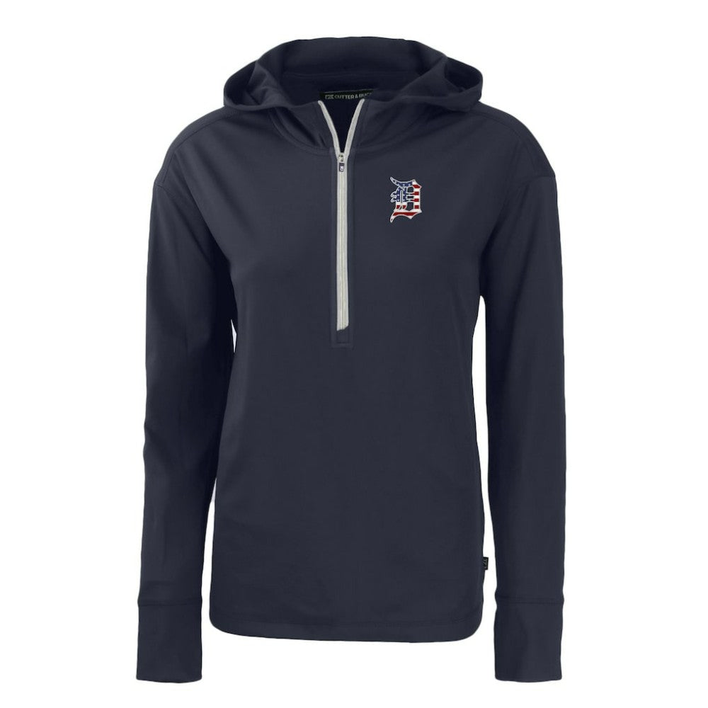 Detroit Tigers Cutter & Buck Women's Daybreak Eco Recycled Half-Zip Hoodie - Navy Hoodies