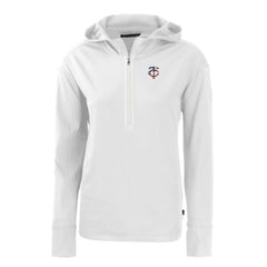 Minnesota Twins Cutter & Buck Women's Daybreak Eco Recycled Half-Zip Hoodie - White Hoodies