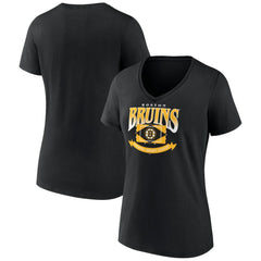 Boston Bruins Women's Slapshot V-Neck T-Shirt - Black | US 200501580