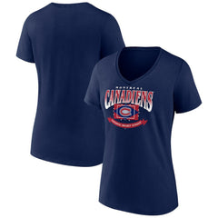 Montreal Canadiens Women's Slapshot V-Neck T-Shirt - Navy | US 200501593