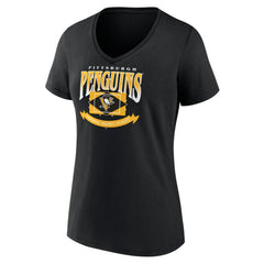 Pittsburgh Penguins Women's Slapshot V-Neck T-Shirt - Black | US 200501598