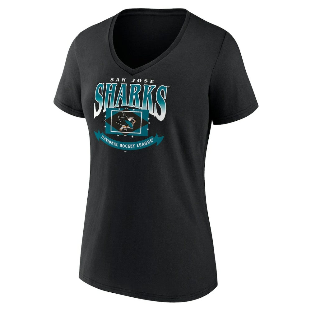 San Jose Sharks Women's Slapshot V-Neck T-Shirt - Black | US 200501599