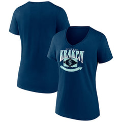 Seattle Kraken Women's Slapshot V-Neck T-Shirt - Deep Sea Blue | US 200501600