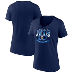 Winnipeg Jets Women's Slapshot V-Neck T-Shirt - Navy | US 200501606