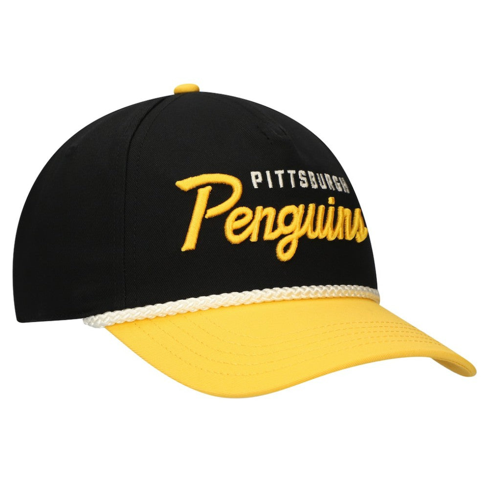 Pittsburgh Penguins American Needle Roscoe Washed Twill Adjustable Hat - Black/Gold | US 200509117