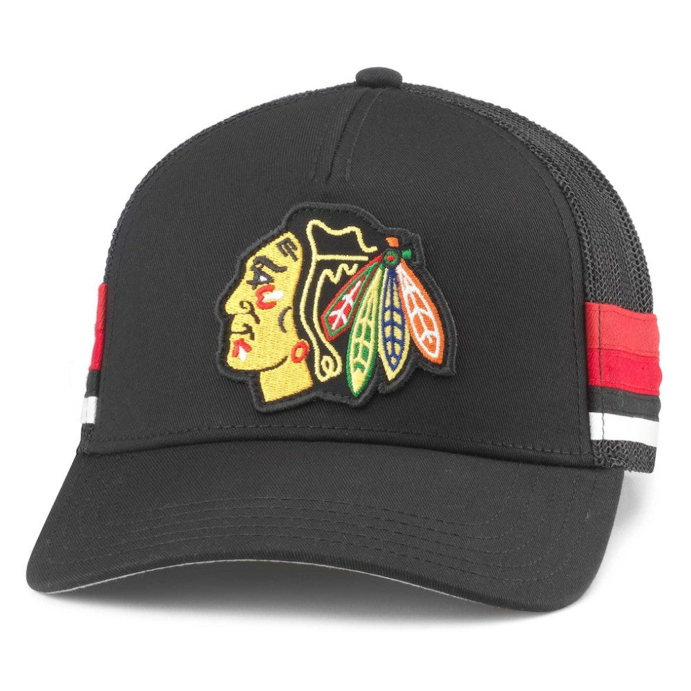 Chicago Blackhawks American Needle HotFoot Stripes Trucker Adjustable Hat - Black | US 200509123