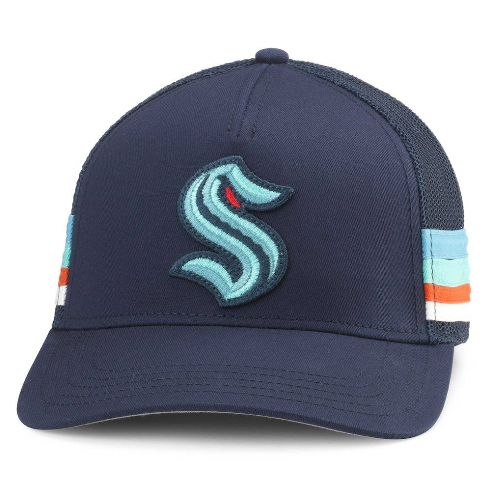 Seattle Kraken American Needle HotFoot Stripes Trucker Adjustable Hat - Deep Sea Blue | US 200509131