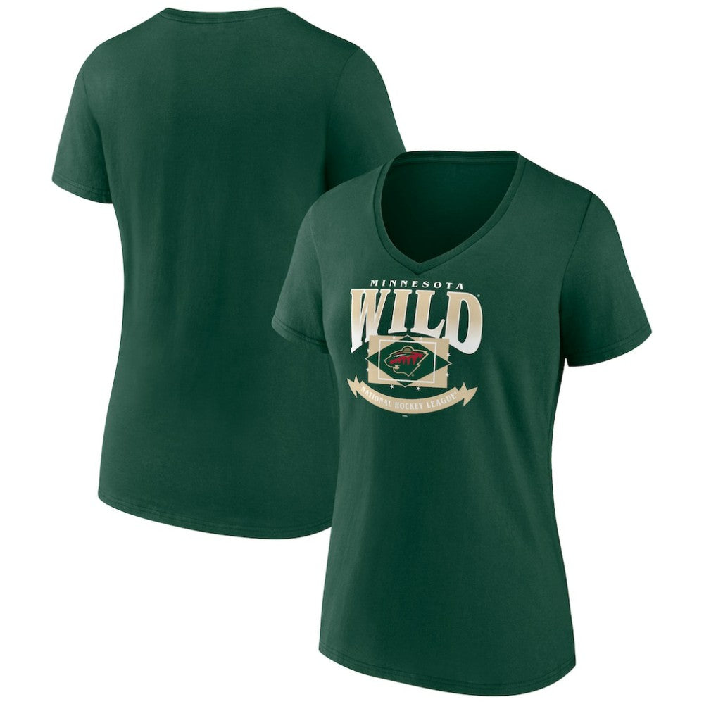 Minnesota Wild Women's Slapshot V-Neck T-Shirt - Green | US 200509163
