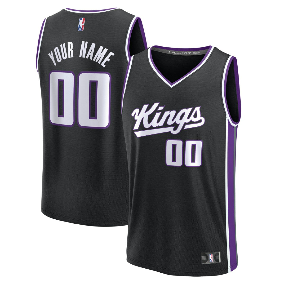 Sacramento Kings Youth Fast Break Custom Replica Jersey Black Icon Edition - Fanatics